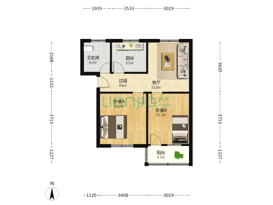 许昌市公路局职工家属院 2室1厅1卫 67平方