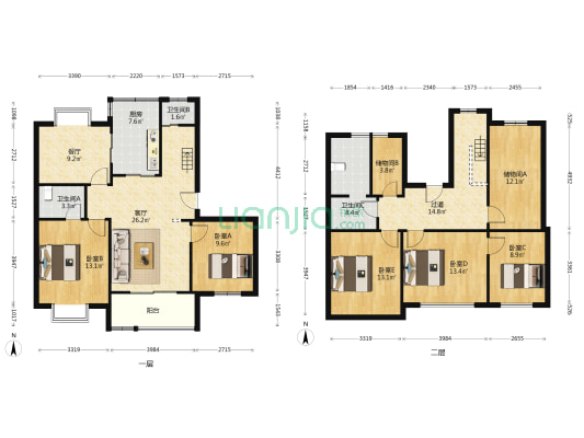 君临太湖泽惠家园 5室2厅3卫 169平方