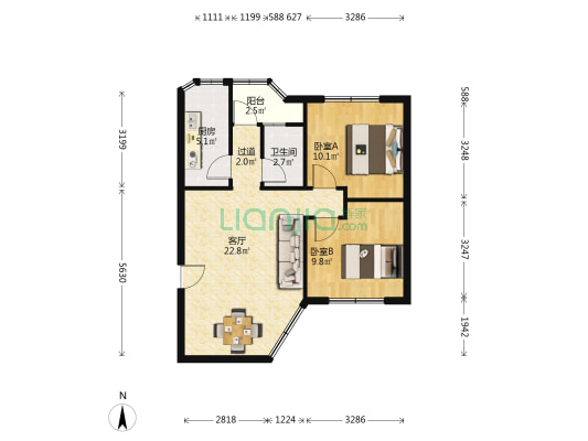 唐苑新村 2室1厅1卫 67平方