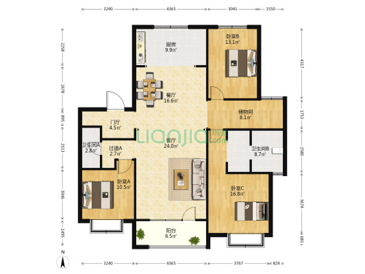 隆基泰和悦都 3室2厅2卫 227平方