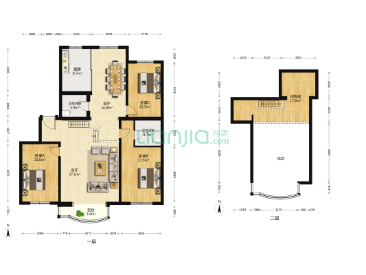 御林家园 3室2厅2卫 155平方