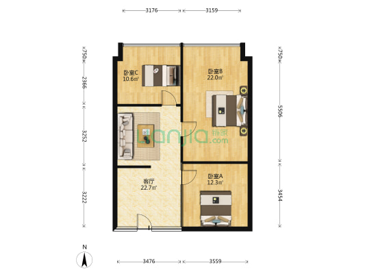 和庆商务大厦 3室1厅0卫 98平方