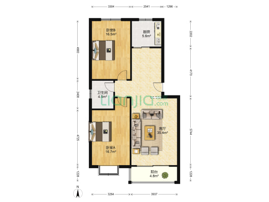 许贸瑞鑫苑 2室1厅1卫 106平方