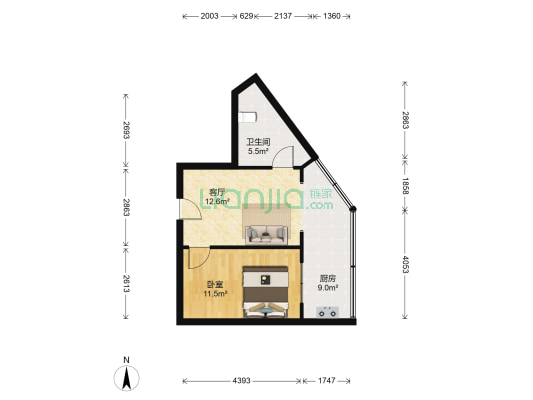 金都府邸二期 1室1厅1卫 55平方