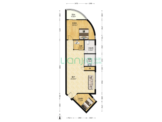 環球大厦 3室1厅1卫 101平方