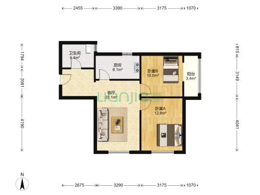金台花园 2室1厅1卫 82平方