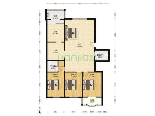 河顺家园 3室2厅2卫 138平方