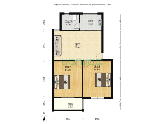 南阳新村 2室1厅1卫 75平方