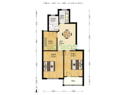 百龙新村 3室1厅1卫 75平方