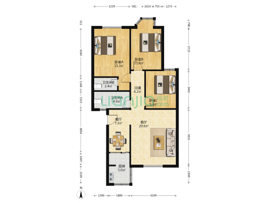 兰苑雅居 3室2厅2卫 101平方