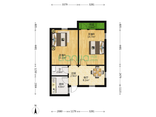 安庆师范学院 2室1厅1卫 60平方