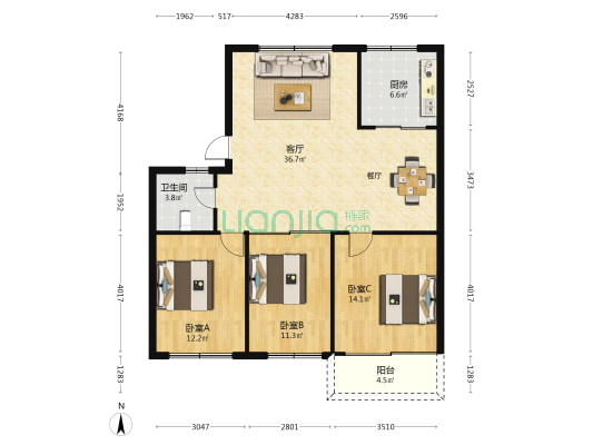 省普通教育教学研究室宿舍 3室1厅1卫 108平方