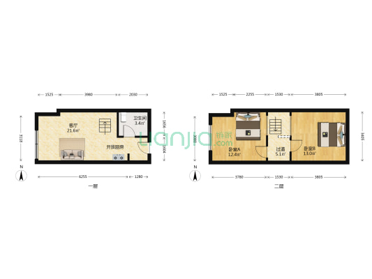富力城华庭 2室1厅1卫 38平方