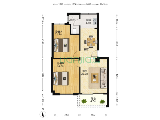 东横大街三巷 2室1厅1卫 68平方