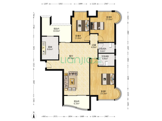 藏龙御景 3室1厅2卫 139平方