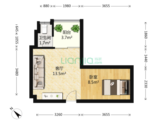 康星顿 1室1厅1卫 45平方
