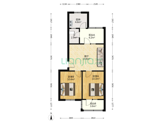 南湖路 2室1厅1卫 70平方