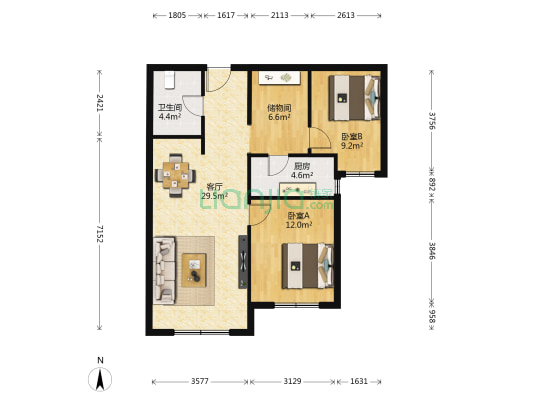永旭嘉园 2室1厅1卫 88平方