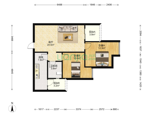 融创春晖十里钓鱼台 2室1厅1卫 79平方