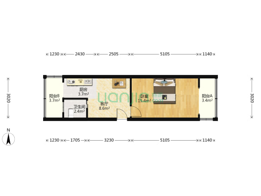 花家地西里一区 1室1厅1卫 45平方