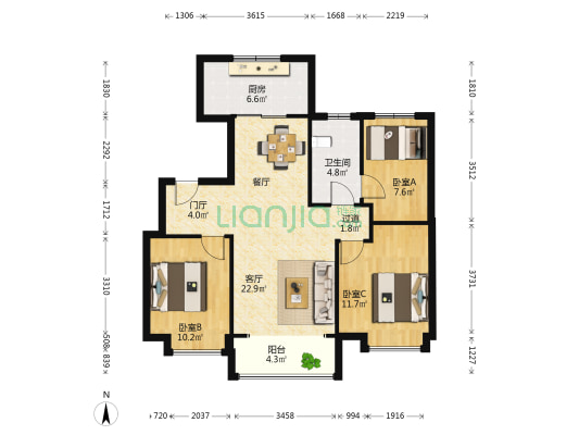 碧桂园天荟园 3室1厅1卫 98平方