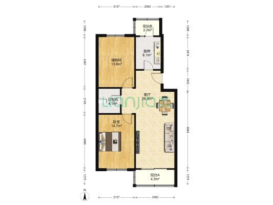 红磡公寓 1室1厅1卫 92平方