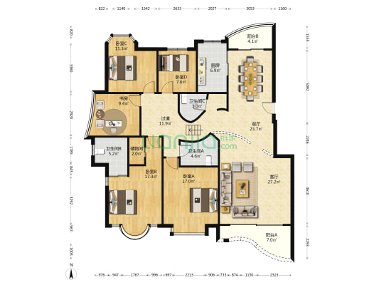 恩波经典 5室2厅3卫 194平方