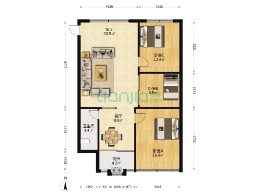 五三大道49号 3室2厅1卫 97平方