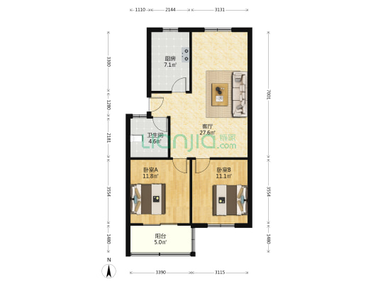 东兴路13号 2室1厅1卫 79平方