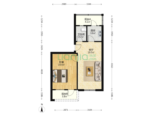 文化宫路49号 1室1厅1卫 57平方