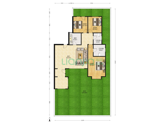 高铁新干线，洋房，东户，带260平院子-户型图