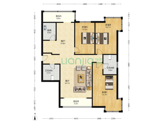 业主着急卖！ 金竹花园 人车分流小区 带车位和地下室-户型图