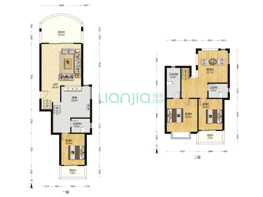 鹰冠庄园 3室1厅3卫 162平方