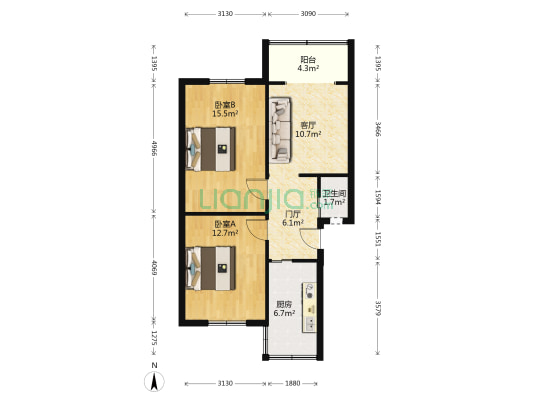 西胜街18号 2室1厅1卫 61平方