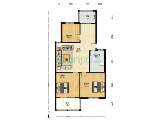 水馨园小区 2室1厅1卫 105平方