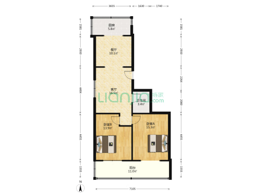 蔬菜公司小区 2室2厅1卫 90平方