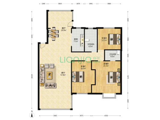 天鹅湖花园小区 3室2厅2卫 179平方