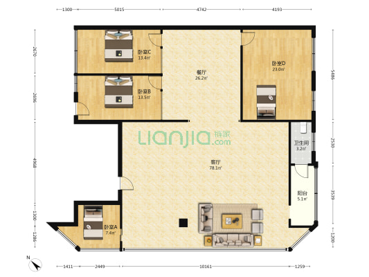 省建材小区 4室2厅1卫 213平方