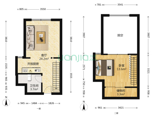 阳光金地 1室1厅1卫 45平方