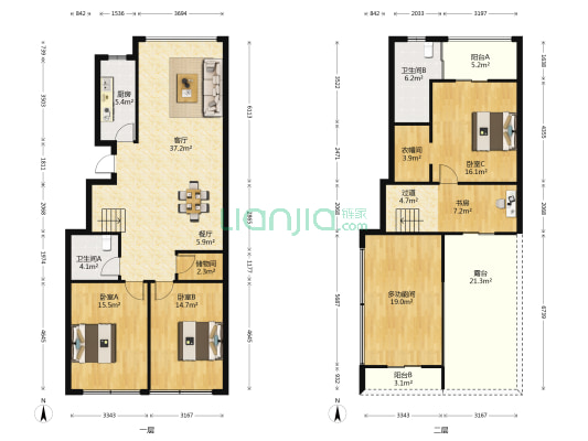总部经济公馆 5室2厅2卫 168平方