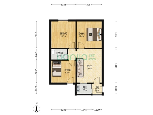 建东中路 2室1厅1卫 74平方