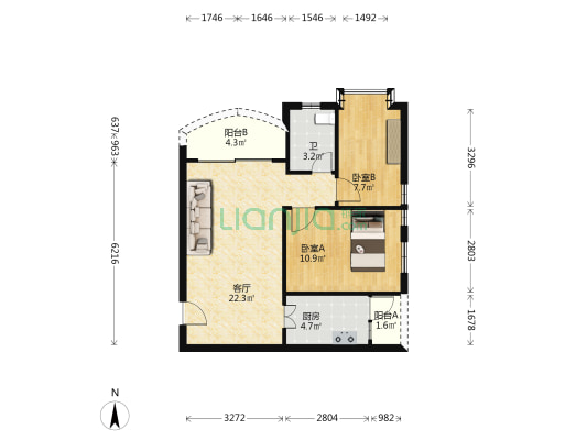 海景花园(禅城) 2室1厅1卫 66平方