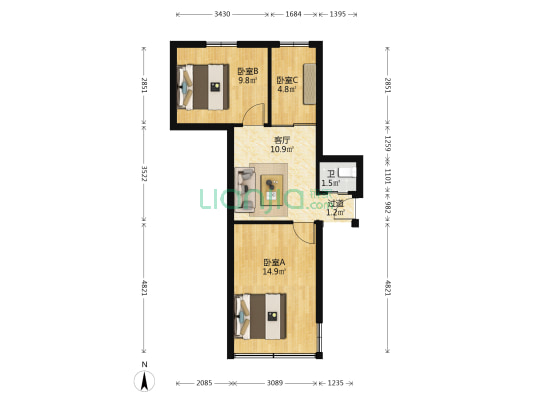 坑内路 3室1厅1卫 52平方