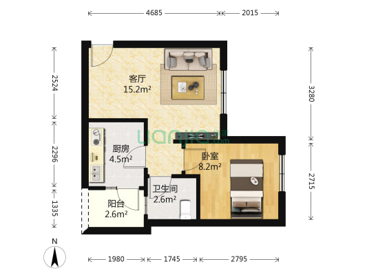 聚雅苑 1室1厅1卫 40平方