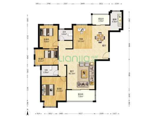 金家漕小区 4室1厅2卫 139平方