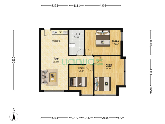 宝隆公馆 3室1厅1卫 112平方