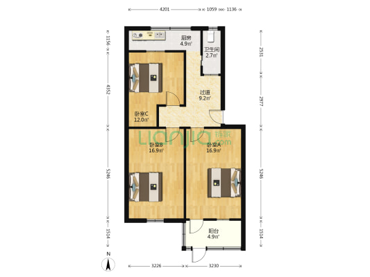 镬子山社区市西弄 3室0厅1卫 79平方