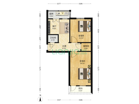 东方社区106街坊 2室1厅1卫 50平方