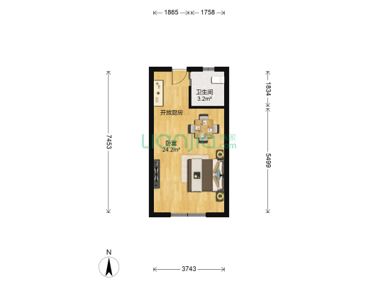 湾里区太平旅游商贸园 1室0厅1卫 35平方