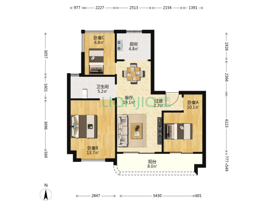 碧桂园十里江山 3室1厅1卫 98平方